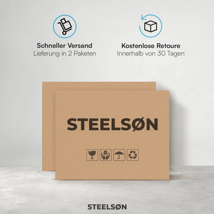 STEELSØN 'Lysira' Liegestuhl, klappbar & wetterfest, grau/silber, Sonnenliege mit extra dicker Polsterauflage, verstellbarer Gartenstuhl, bis 200 kg belastbar, 2er Set – Bild 11