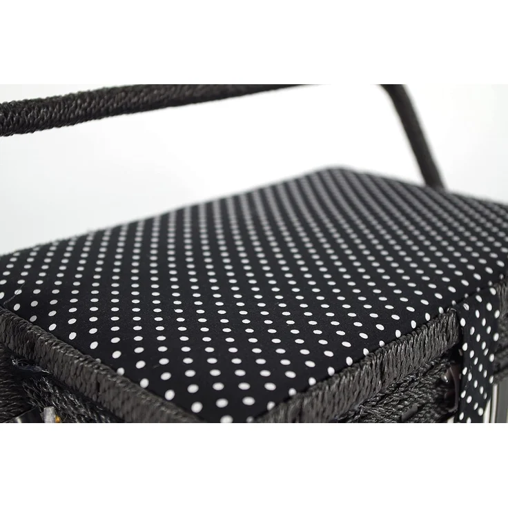 Kobolo Nähkorb Nähkästchen rechteckig schwarz/weiß -Textileinsatz (Schwarz-weiß gestreift/gepunktet) – Bild 4