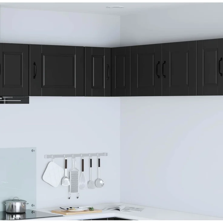 vidaXL Wand-Eckschrank PORTO Schwarz 57 x 57 x 40 cm Holzwerkstoff 885306 – Bild 1