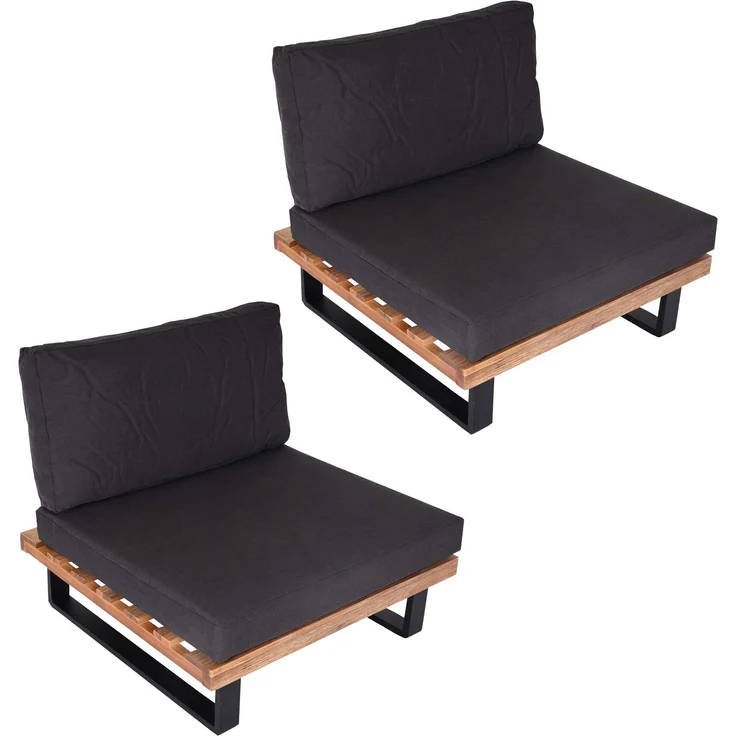 2er-Set Lounge-Sessel HWC-H54, Garten-Sessel, Spun Poly Akazie Holz FSC-zertifiziert Alu ~ hellbraun, Polster dunkelgrau – Bild 9