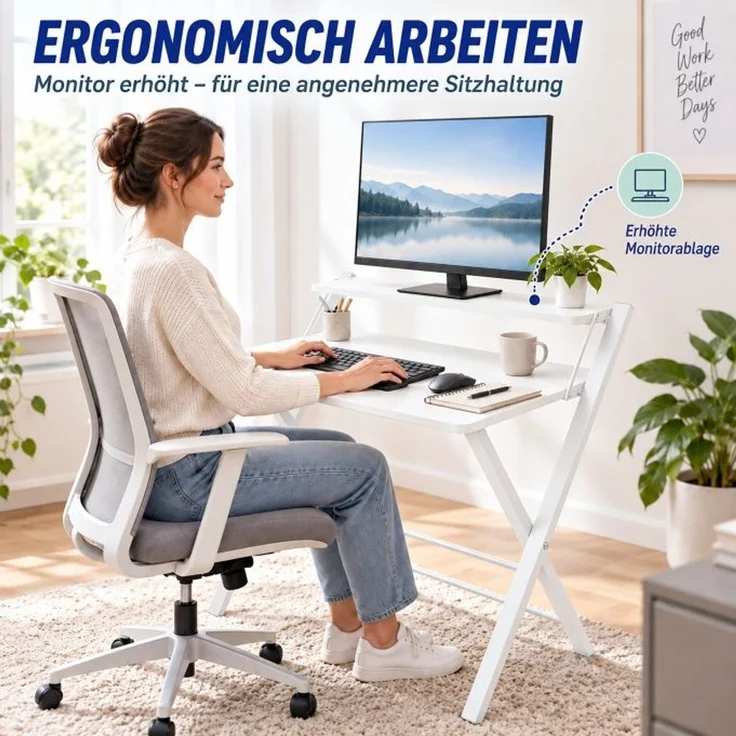 Relaxdays Klappbarer Schreibtisch Monitoraufsatz – Bild 6