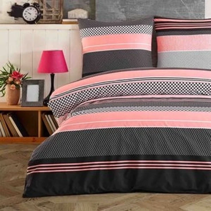 Buymax Bettwäsche, Renforcé, 3 teilig, Bettbezug-Set 200x200 cm 100% Baumwolle mit Reißverschluss, Streifen – Bild 6