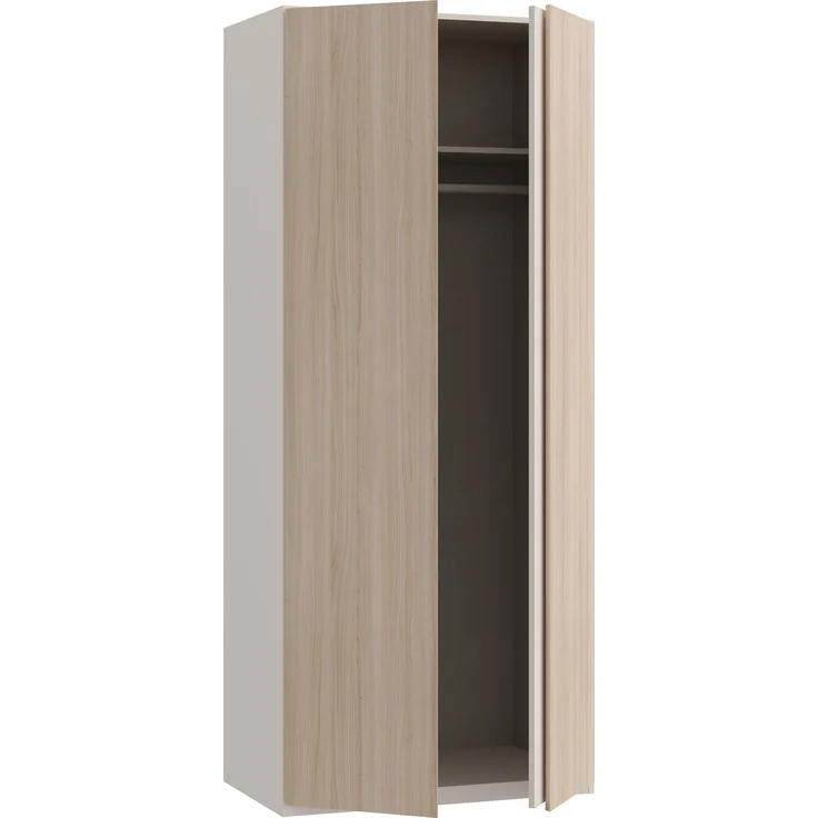 Forte PANOPTIK Kleiderschrank 90, schmaler, moderner Schrank, 2-türig, Schlafzimmer, Flur, Jugendzimmer, Holzwerkstoff, Kaschmir|Beige|Riva Eiche Holzdekor, 48 cm breit x 210,5 cm hoch x 54,2 cm tief – Bild 5