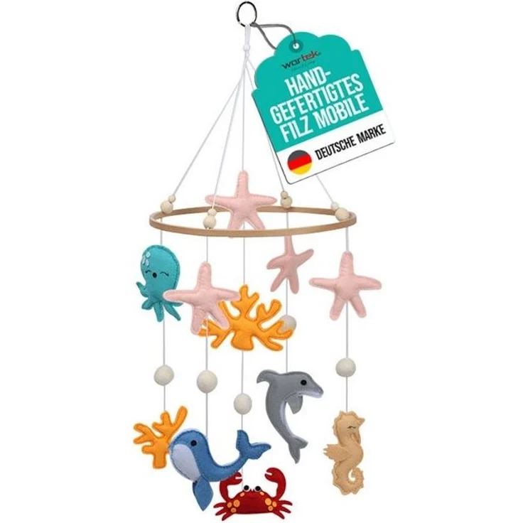 wortek Babymöbel-Set Baby Mobile Windspiel zum Aufhängen Ozean Welt, (Set, 1-tlg, Kinderbett, Wickelkommode, Decke Kinderzimmer), Babymobile Bettglocke Babyzimmer Bett Baby Windspiel – Bild 4