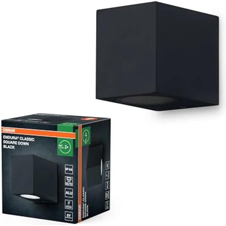 Osram ENDURA Classic Square Down Außen-Wandleuchte, schwarz, GU10-Sockel (max 35W), kann mit einfacher oder smarter Lampe bestückt werden, Down oder Up/Down Leuchtenvariante, Schutzklasse IP44 – Bild 2