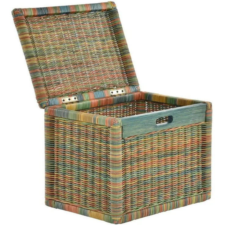 Krines Home Aufbewahrungskorb Hoher Korb mit Deckel Rattan geflochten Regalkorb Aufbewahrungsbox – Bild 3