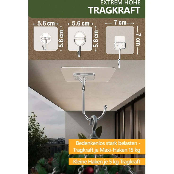 Lindenstein Transparente Klebehaken 29er-Set – selbstklebend, 180° drehbar, für Wand und Decke – Bild 5