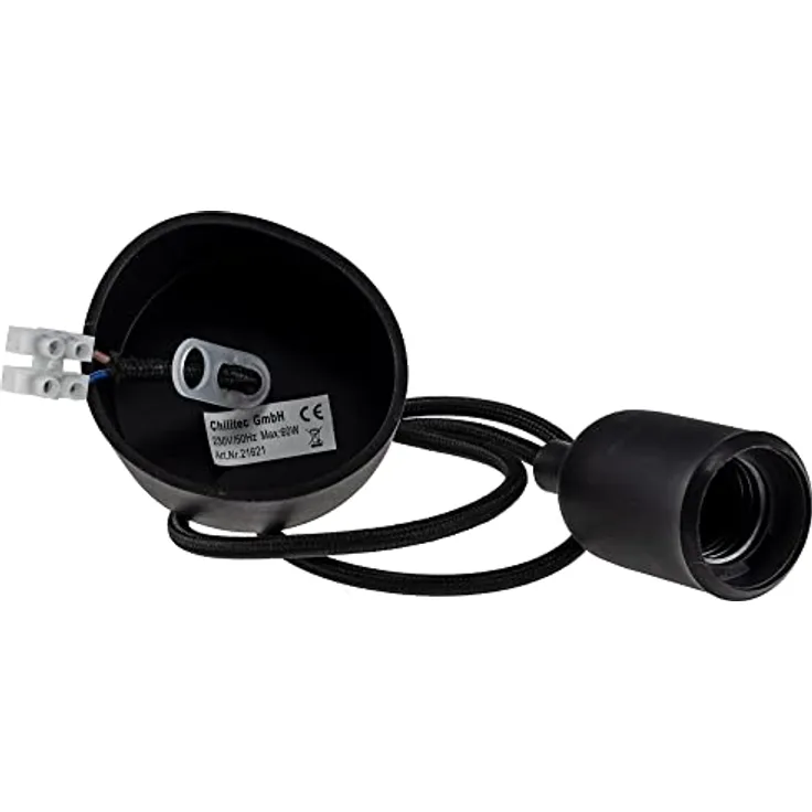 E27 Lampenaufhängung "Silikon" schwarz, 230V, E27 Fassung, 80cm Textilkabel