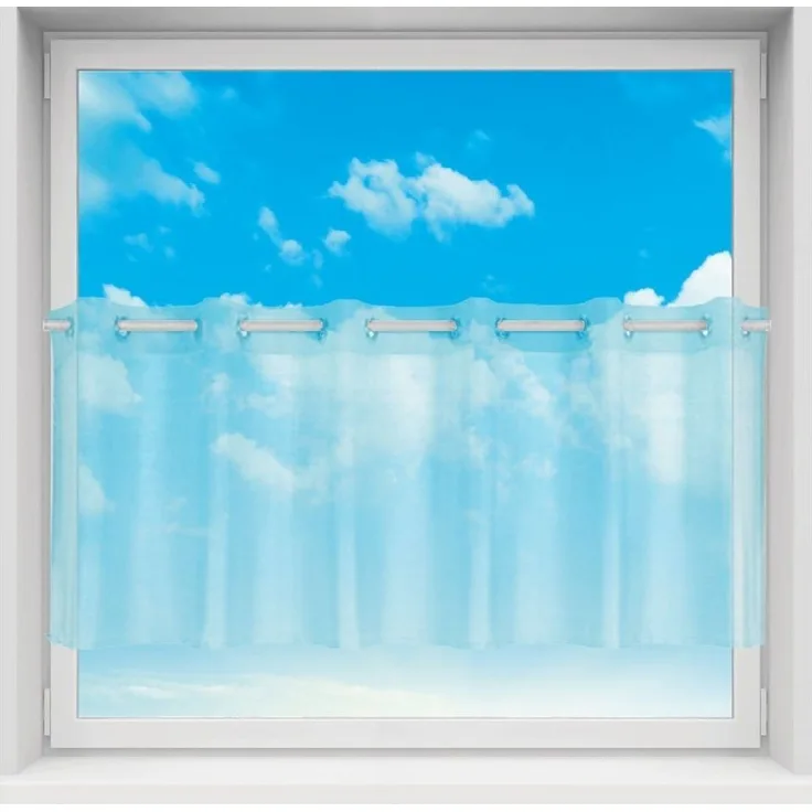 Ösen-Bistrogardine in B160cm x L60cm, transparente uni Scheibengardine Voile in vielen verschiedenen Farben erhältlich (türkis - aqua )