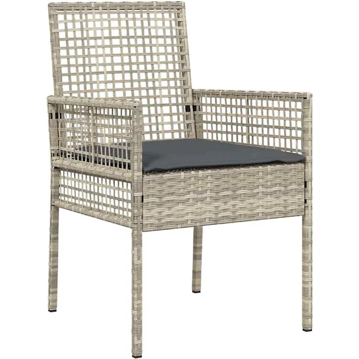 vidaXL Garten Essgruppe 3 pcs Hellgrau Poly-Rattan 3334895 – Bild 5