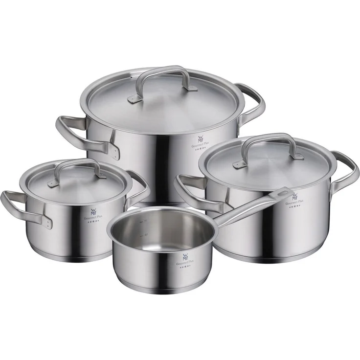 WMF Topf-Set Gourmet Plus, Cromargan® Edelstahl Rostfrei 18/10 (Set, 7-tlg), Mattiert, Hohlgriffe, Innenskalierung, breiter Schüttrand – Bild 1