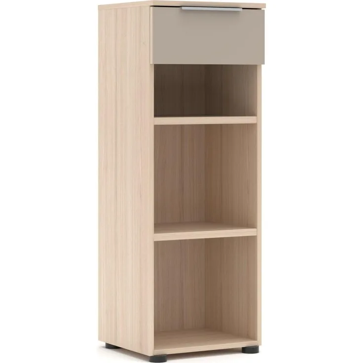 Büroregal SANTORIN 40 cm Riva Eiche & Glas Cashmere 110 cm Hoch