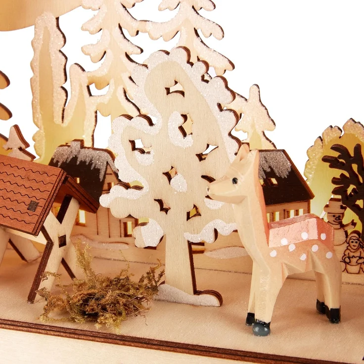 BRUBAKER LED Schwibbogen 3D Lichterbogen - Sternsinger - LED-Beleuchtung mit Batterie und Kabel (1-tlg), Holz Natur - 27 x 40 x 7,5 cm - Handbemalte Figuren – Bild 4