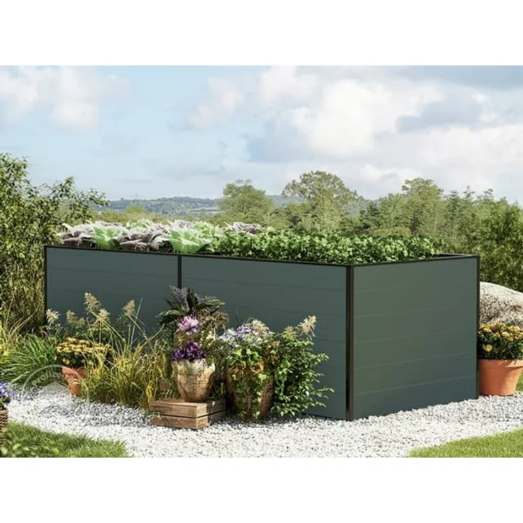 GFP Aluminium Hochbeet KINGSIZE DANIELA - 235 x 77 x 77 cm - Anthrazit, Stecksystem, langlebig