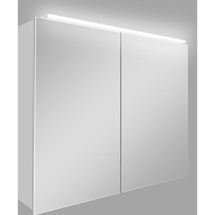 DSK LED-Spiegelschrank Aluminio Vegas, 70 x 50 cm, Aluminium mit LED-Oberlicht und zwei Glaseinlegeböden – Bild 3