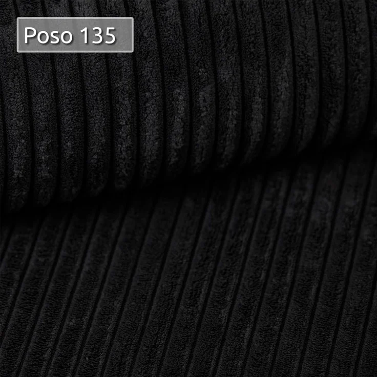 Wohnlandschaft mit Schlaffunktion Roma - U-Form Couch, Schlafsofa mit Bettkasten, Couchgranitur mit Bettfunktion, Big Sofa, Cord Stoff (Schwarz (Poso 135)) – Bild 7