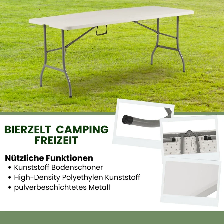 Albatros Buffettisch Klapptisch weiß – robuste Konstruktion klappbar und hohe Tragkraft –für bis zu 10 Personen – für Bierzelt mit Tragegriff – Bild 7
