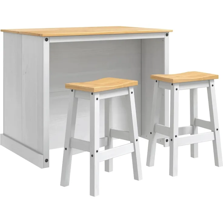 vidaXL Kücheninsel Set mit Tür 3 pcs Weiß und Honigwachs Massiv-Kiefer 3425397