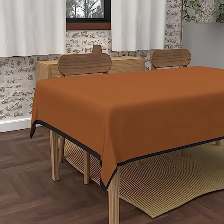 Soleil d'ochre, rechteckige Anti-Flecken-Tischdecke aus gewaschener Mikrofaser, 160x270 cm, Boheme Terra – Bild 3