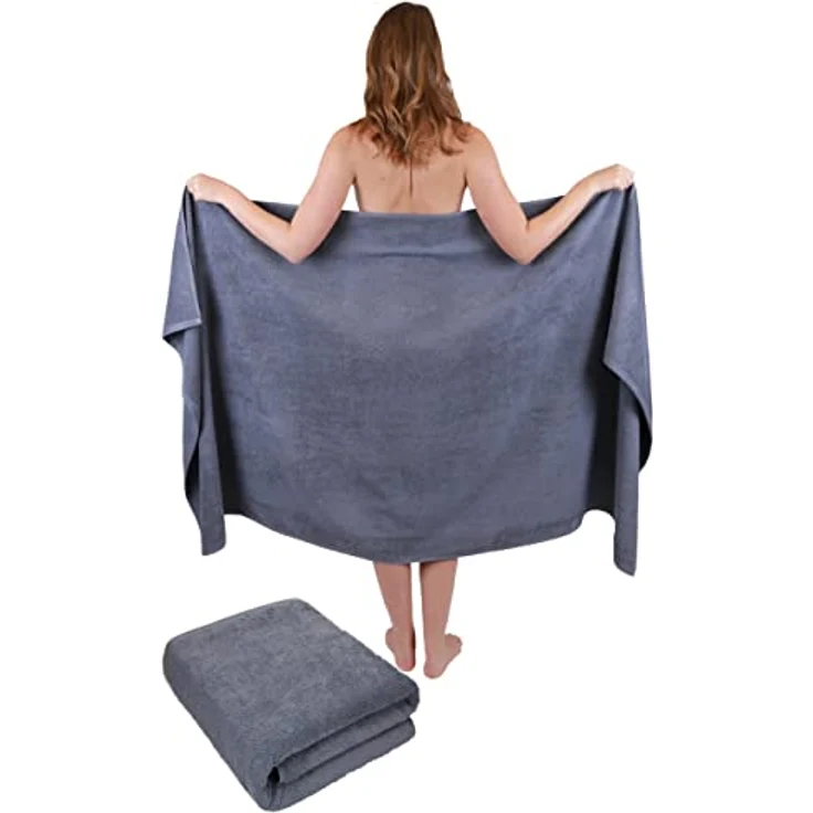 Betz Badetücher 2 Stück Badetuch groß XXL Saunatücher Strandtuch Dresden 100x200 cm, 100% Baumwolle (Set, 2-St), Farbe anthrazit – Bild 2