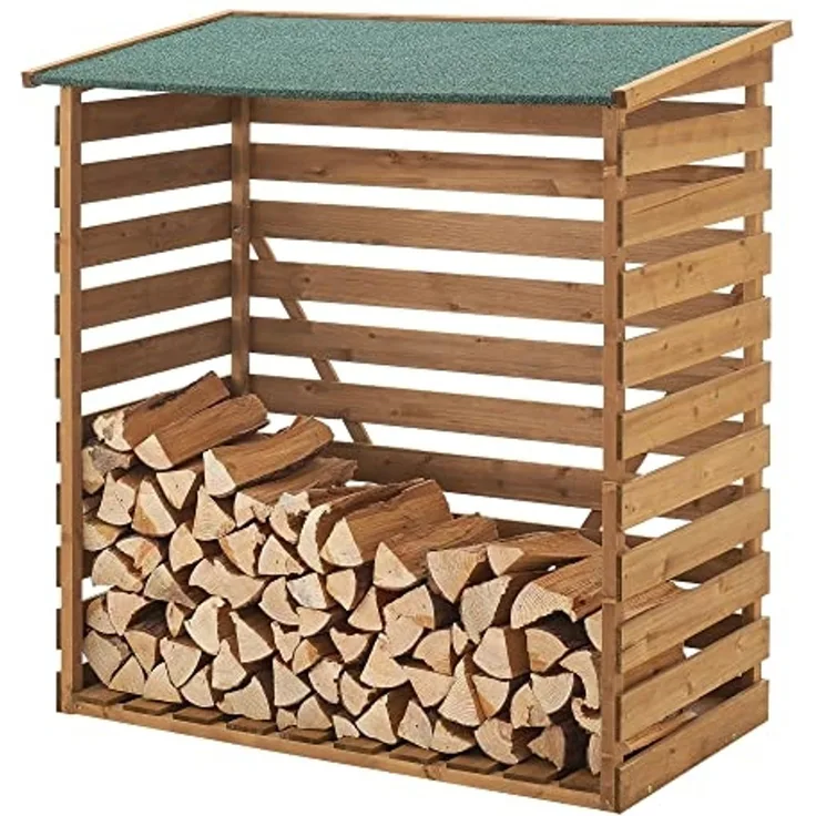 Brennholzunterstand 123x116x64cm Natur Tannenholz [en. casa]
