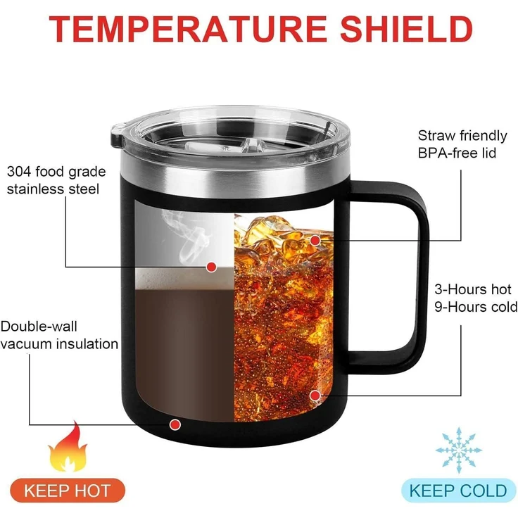 Livole Chef Tasse 350ml Edelstahl Becher Schwarz Kaffeetasse 12oz to go – Bild 4