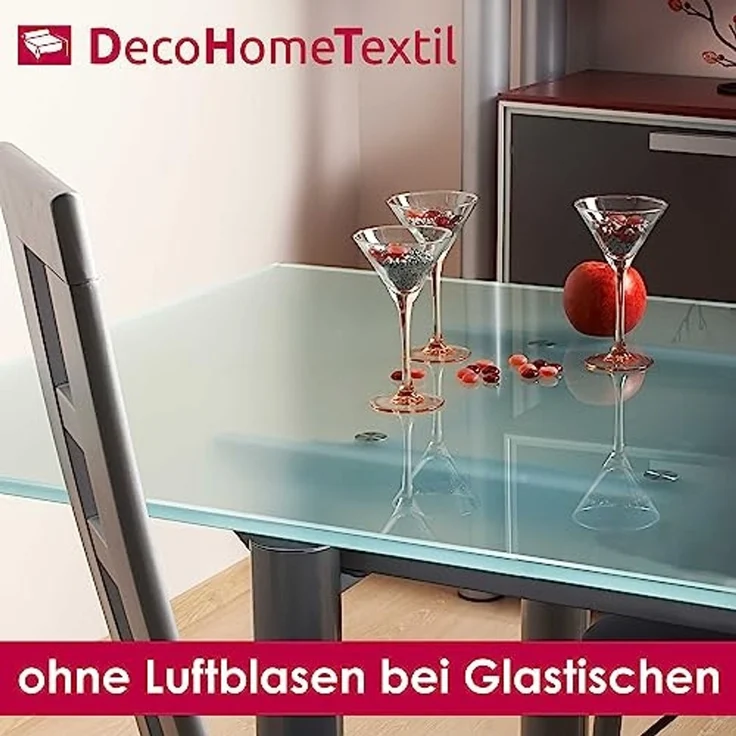 DecoHomeTextil Heimtextilmanufaktur Tischdecke Transparent Schutzfolie Folie leicht mattiert Abgeschrägte V-Kante, robust, reißfest, schalldämmend – Bild 7