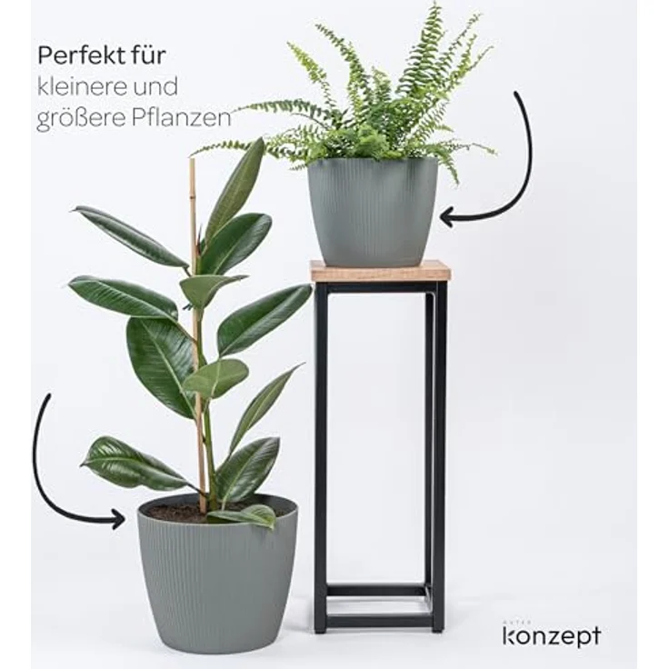 KONZEPT Blumentopf groß, gerillte Struktur 26/30cm, Übertöpfe für Zimmerpflanzen, aus Kunststoff ideal für Wohnzimmer, Küche und Balkon – Bild 7