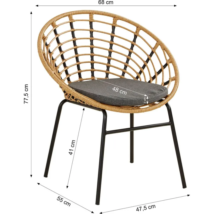 Gartenmöbel Set Balkonmöbel Poly Rattan Natur Garten Lounge Möbel Set 2 Outdoor Sessel Gartentisch Rund Terrassenmöbel Rattanmöbel