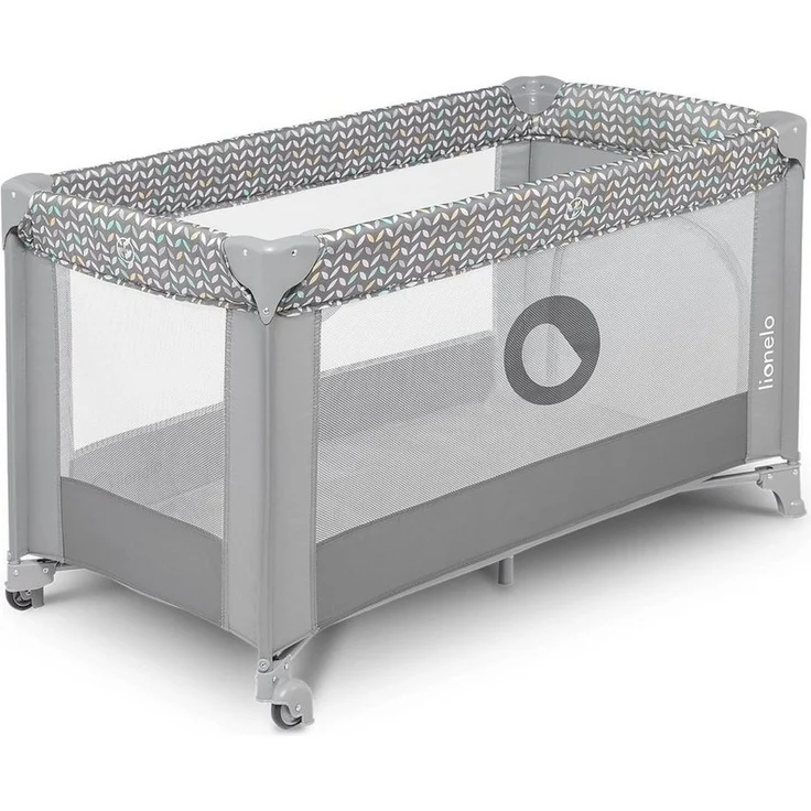 LIONELO Stefi Baby Laufstall, Kinderbett, Reisebett ab Geburt bis 15 kg, Seiteneingang, Sicherungssystem LockGuard, Blockade der Räder, Tragetasche, zusammenklappbar – Bild 3
