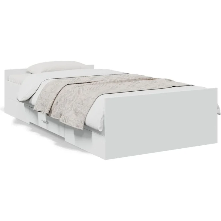 vidaXL Bettgestell mit Schubladen Weiß 75x190 cm Holzwerkstoff 3280349 – Bild 1