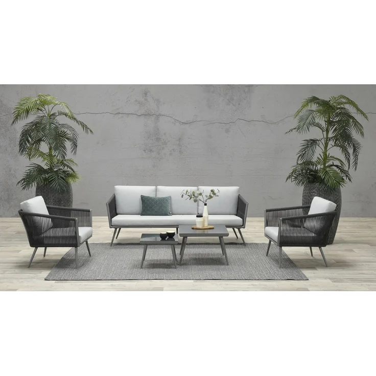 Garden Impressions CANBERRA Rope Alu Lounge Gartenmöbel Set Sitzgruppe grau – Bild 1