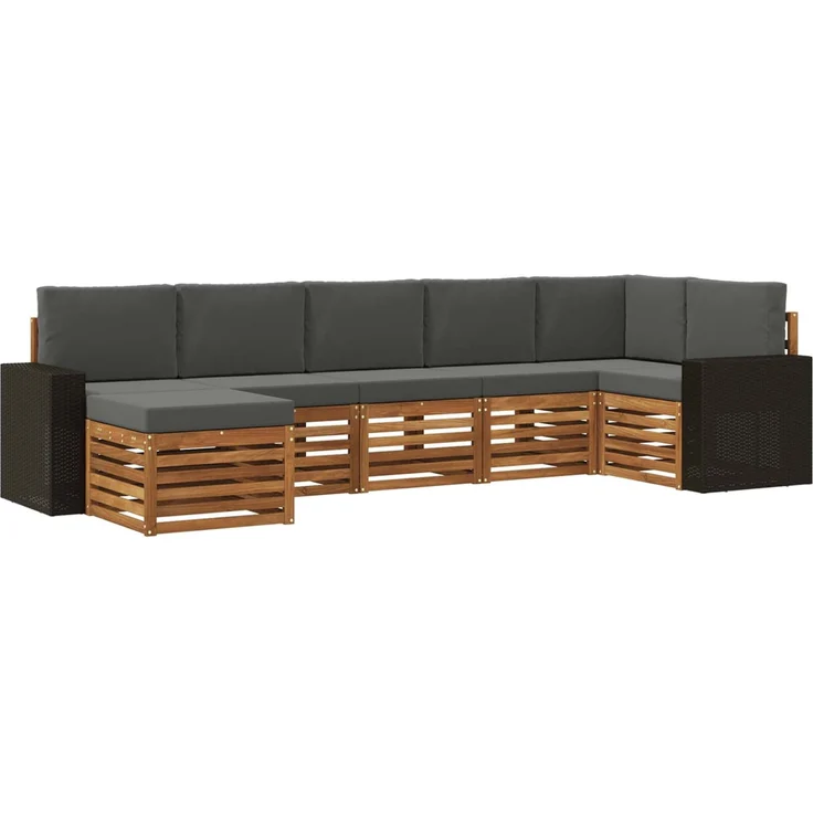vidaXL Outdoor-Sofagarnitur 7 stk. 6-Sitzer Natur und Anthrazit 3384633 – Bild 2