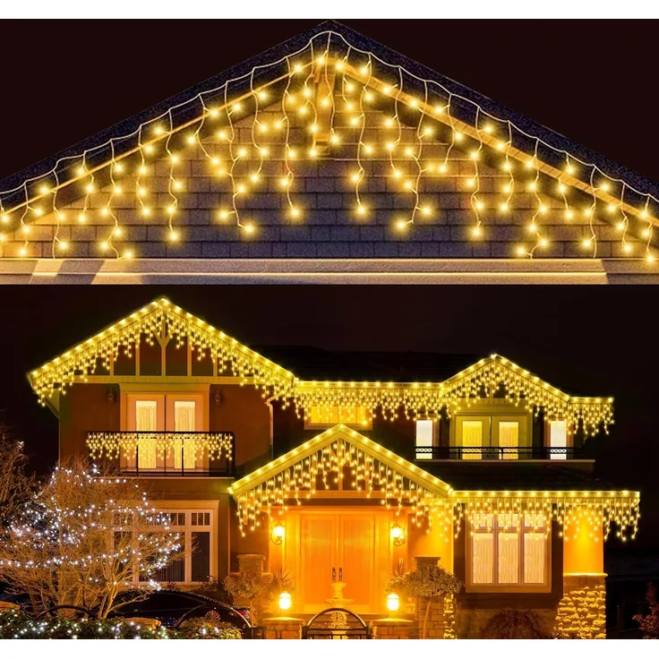 LEDYA Eisregen Lichterkette Außen, 19M 720 LED Lichterkette Weihnachten, Weihnachtsbeleuchtung Außen mit Timer 8 Modi, Memory-Funktion Wasserdicht Lichterkette für Terrasse Balkon Weihnachtsdeko