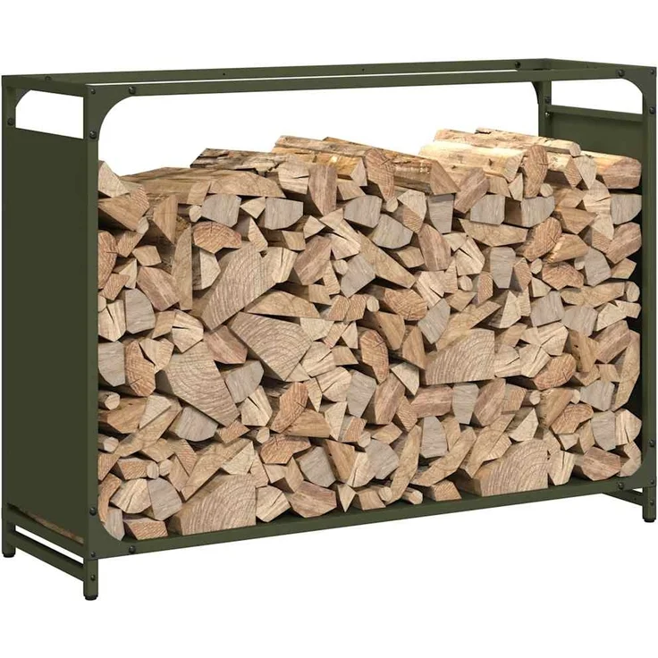 vidaXL Brennholzregal Olivgrün 90x28x65 cm Kaltgewalzter Stahl 864206 – Bild 3