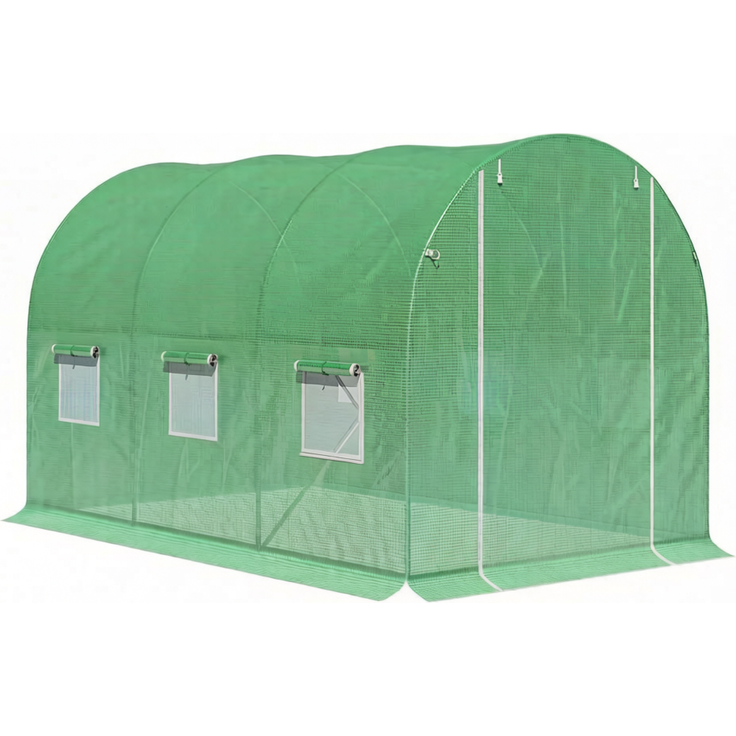 Wohnora-Gewächshaus im Freien mit Reißverschluss Roll-up Tür,Großer Garten Gewächshaus,Hinterhof Gewächshaus,H 198cm x T 298cm x B 196cm,Grün – Bild 2