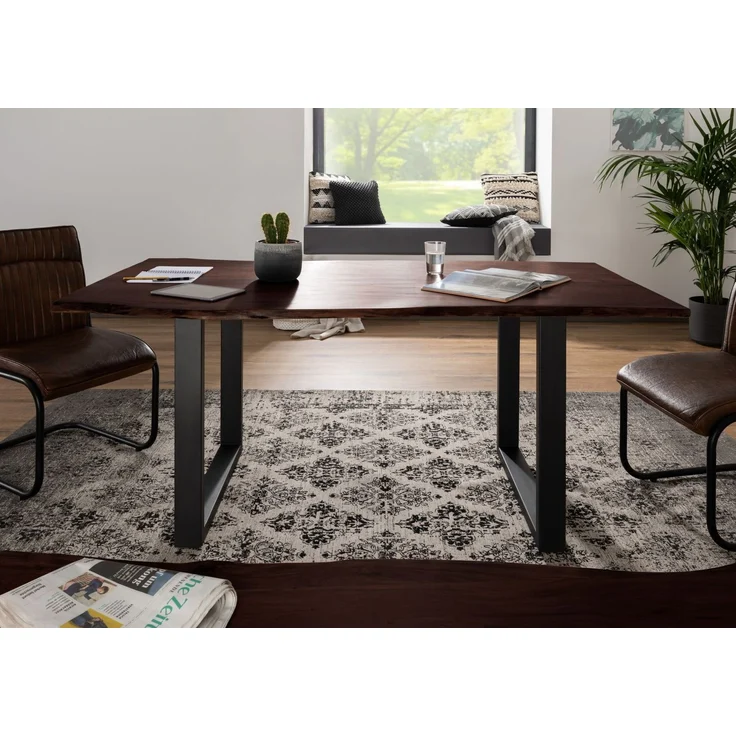 Baumtisch Akazie 220x100x76 braun Beine anthrazit matt FREEFORM 3 – Bild 3