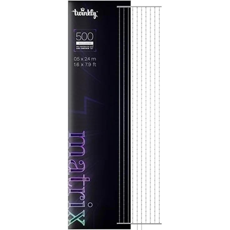 Twinkly Matrix 500 LED RGB, LED-Vorhang mit hoher Dichte, Smarte Mehfarbige RGB Gaming-Lichter, Kompatibel mit Razer Chroma, Omen, Alexa, Google Home, App-Steuerung, Transparentes Kabel, 0.5x2.4 m