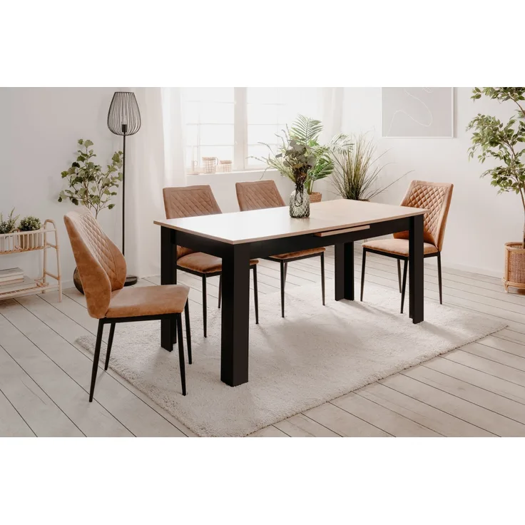 Kulissentisch >Birmingham< ausziehbar bis 200cm, in Artisan Eiche Dekor / Schwarz - 160/200x75x80 (BxHxT)