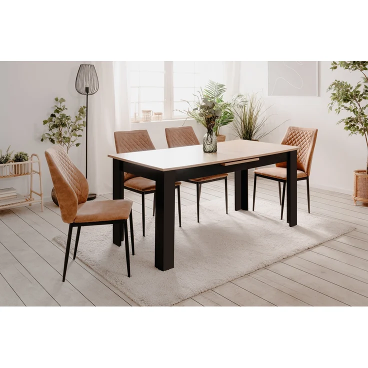 Kulissentisch >Birmingham< ausziehbar bis 200cm, in Artisan Eiche Dekor / Schwarz - 160/200x75x80 (BxHxT) – Bild 1