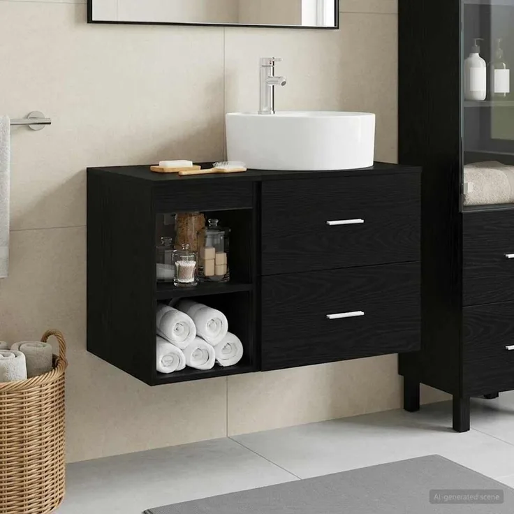 vidaXL Badezimmerschrank-Set 2 stk. Schwarz Eichen-Optik 3403905