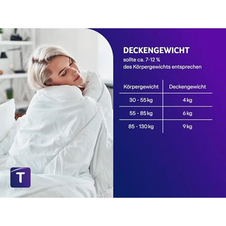 Traumnacht Entspannungsdecke,155x220 cm, Öko-Tex zertifiziert, 9 kg Gewichtsdecke zur Beruhigung und zum Abbau von Stress, empfohlen für Erwachsene, entwickelt in Deutschland – Bild 7