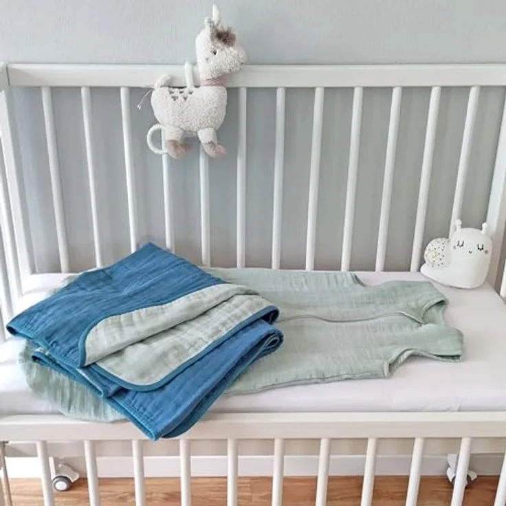 Makian Musselin-Schlafsack, atmungsaktiver Babystar, Farbe Mint, Größe 110 cm, Oeko-Tex Standard 100 Zertifikat – Bild 9