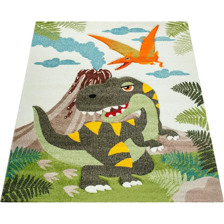 Paco Home Kinderteppich Diamond 636, rechteckig, Höhe: 18 mm, 3D-Design, Motiv Dinosaurier, Kinderzimmer – Bild 1