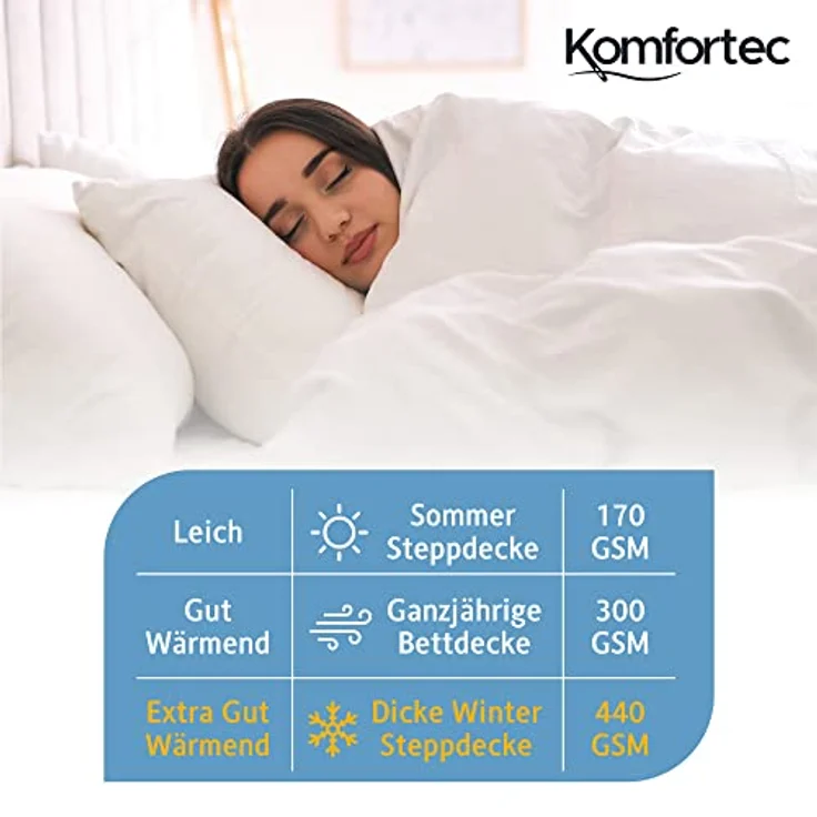 Komfortec Kunstfaserbettdecke,Bettdecken für Sommer und Winter, Ganzjahresdecke, Füllung: Polyester, Bezug: Mikrofaser, 135x200 cm, 155x220 cm und weiteren Größen, allergiker geeignet – Bild 6