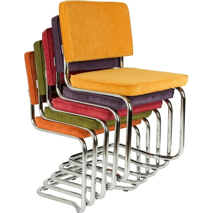 Zuiver Esszimmerstuhl Ridge Kink im 2er-Set, Cool Grey mit Stahlgestell und weichem Stoffbezug für Wohn- und Esszimmer – Bild 8