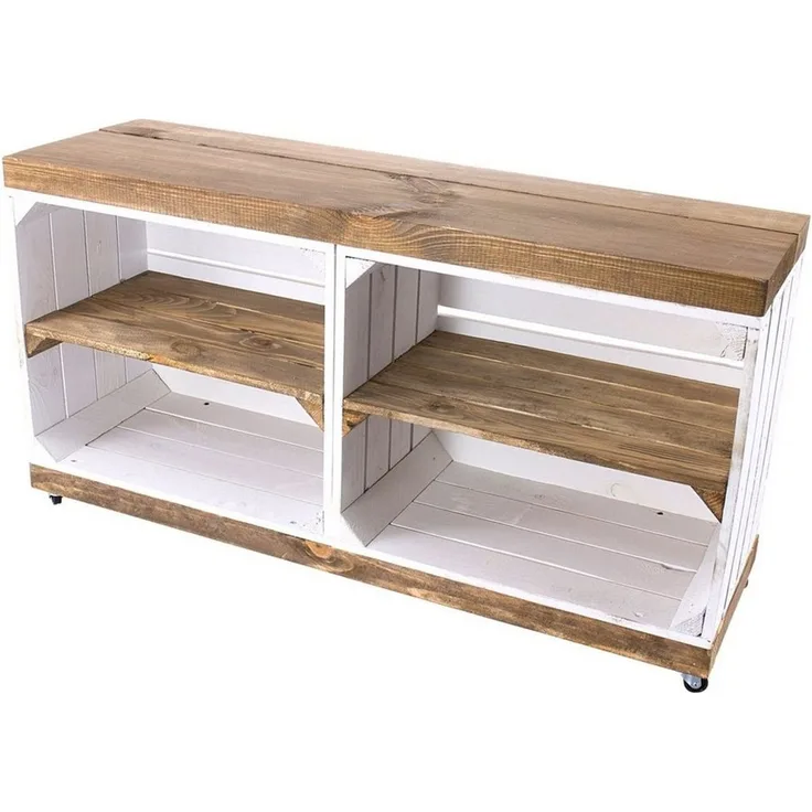 Kistenkolli Altes Land Allzweckkiste Sitzbank TV Bank Caro Holzbank Schuhregal Schuhschrank Holzbank (Spar-Set)