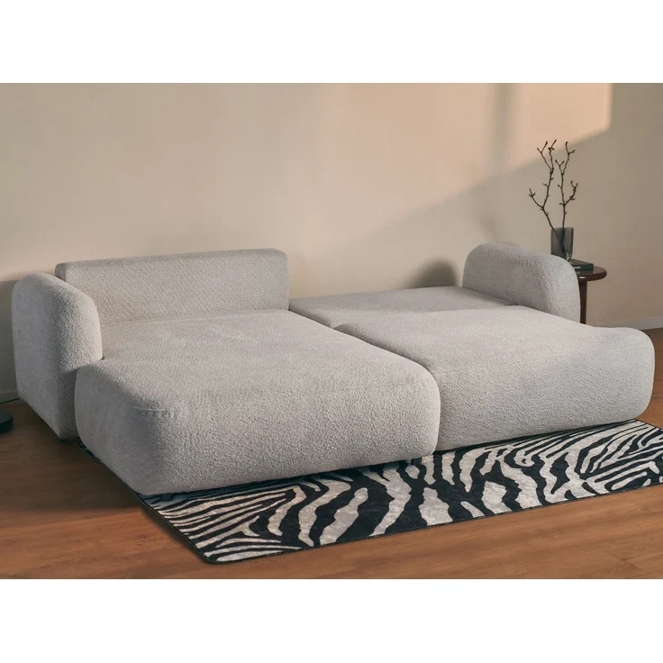 Selsey Tvoya Ecksofa mit Schlaffunktion, Ottomane links, Bouclé Hellgrau – Bild 4