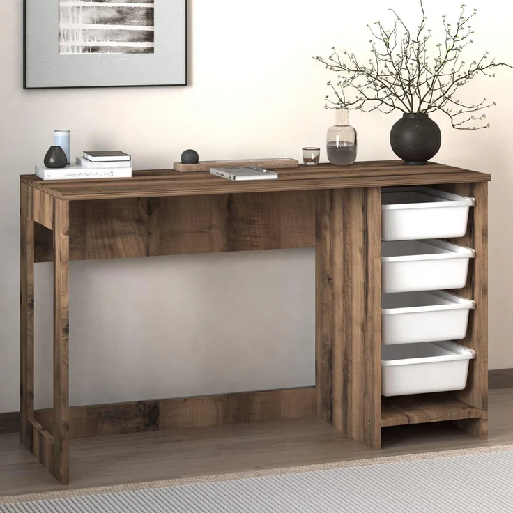 Skye Decor 'Hero - White, Antique Walnut' Schreibtisch, Weiß / Antik-Walnuss, 120 x 73 x 45 cm – Bild 2