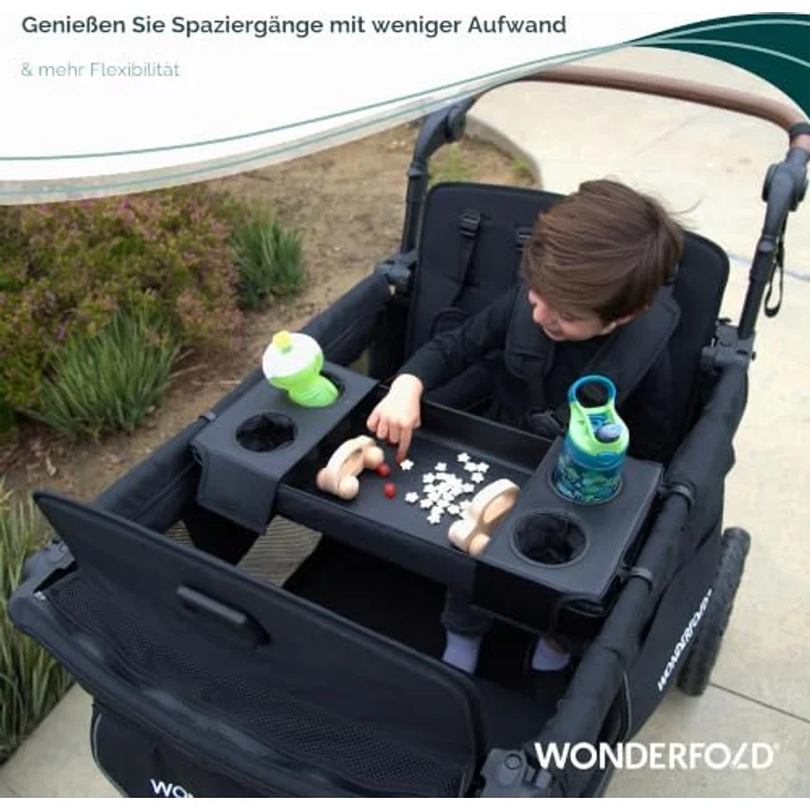 Wonderfold Flex Snack Tray für W und L Serie, Snacktablett mit umwandelbaren Getränkehaltern und anpassbaren Seitenwänden, schwarz – Bild 2